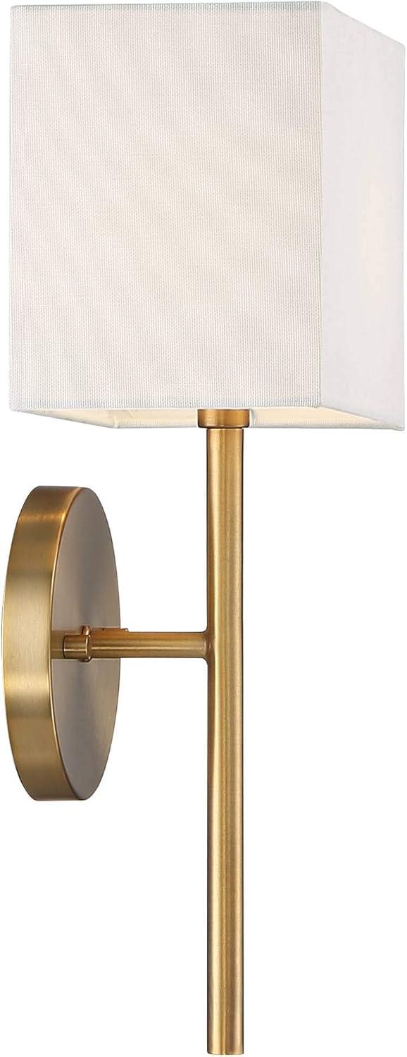 Possini Euro Design Modern Wall Sconce Lighting Warm Brass Hardwired 16 1/4" High Fixture Rectangular Linen Bedroom Home Living Room