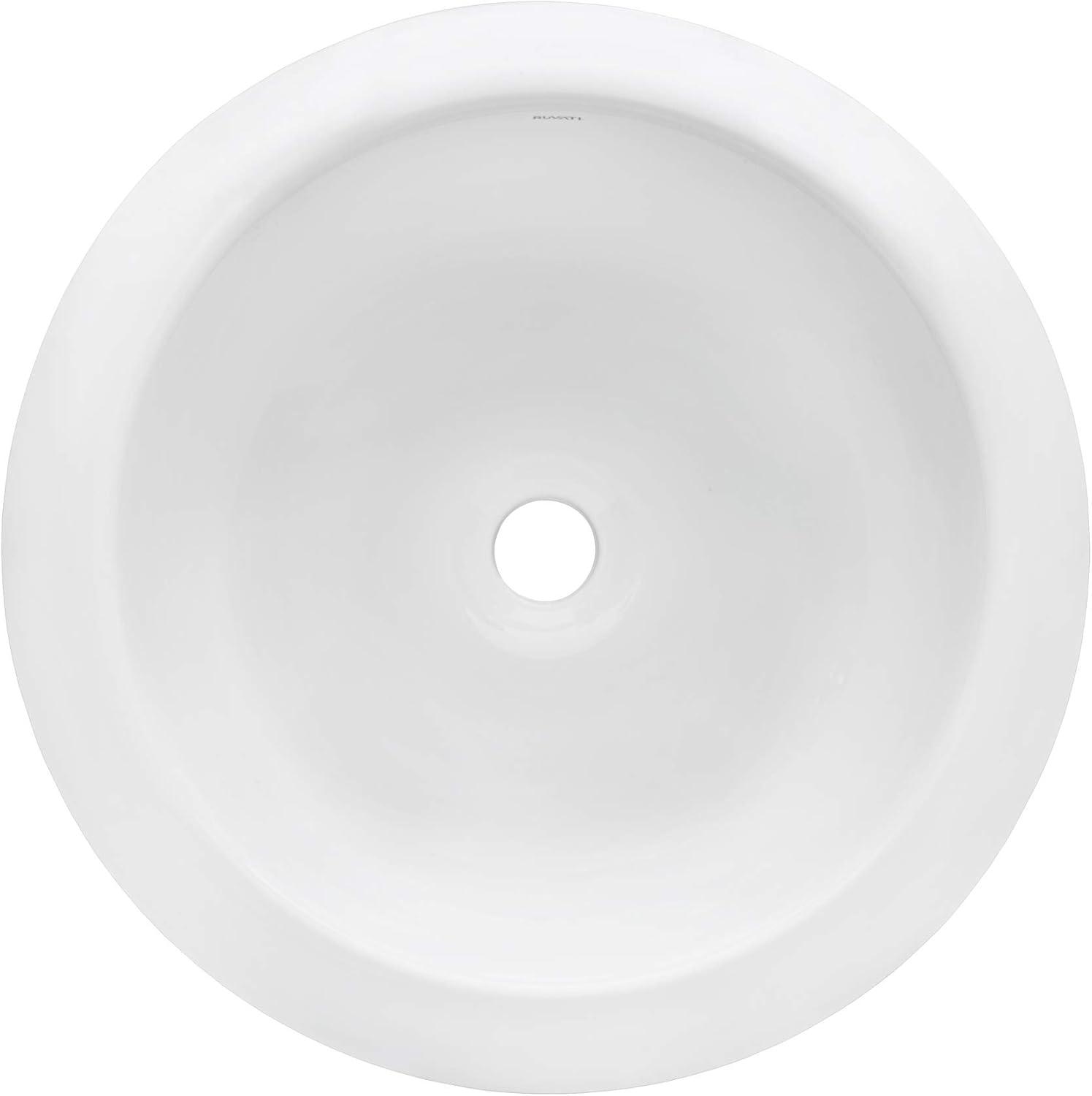 Ruvati 18 inch Round Bathroom Vessel Sink White Above Vanity Counter Circular Porcelain Ceramic