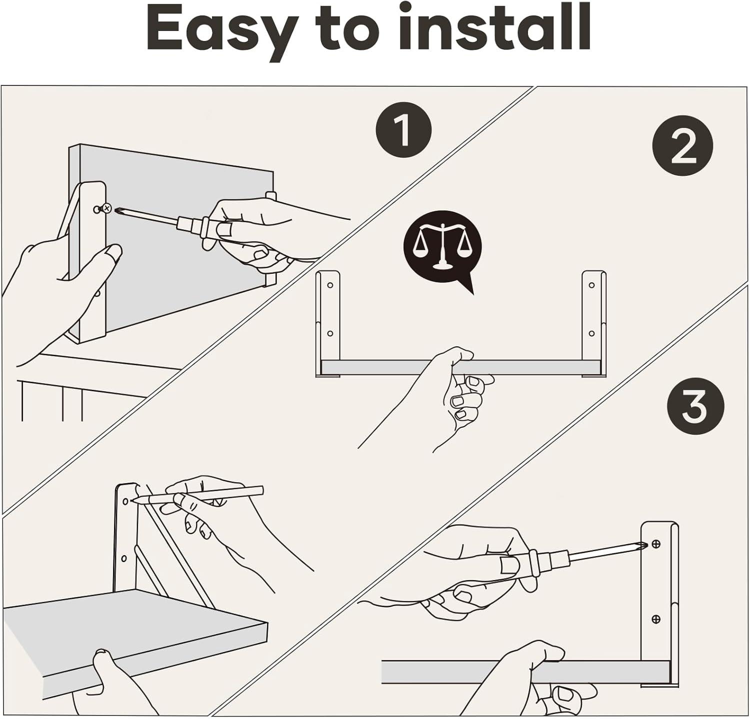 BAYKA Wall Mounted Floating Shelves, Wood Floating Wall Shelf for Books & Decor, Small Space-Saving Display & Organizer（Black，Set of 3）