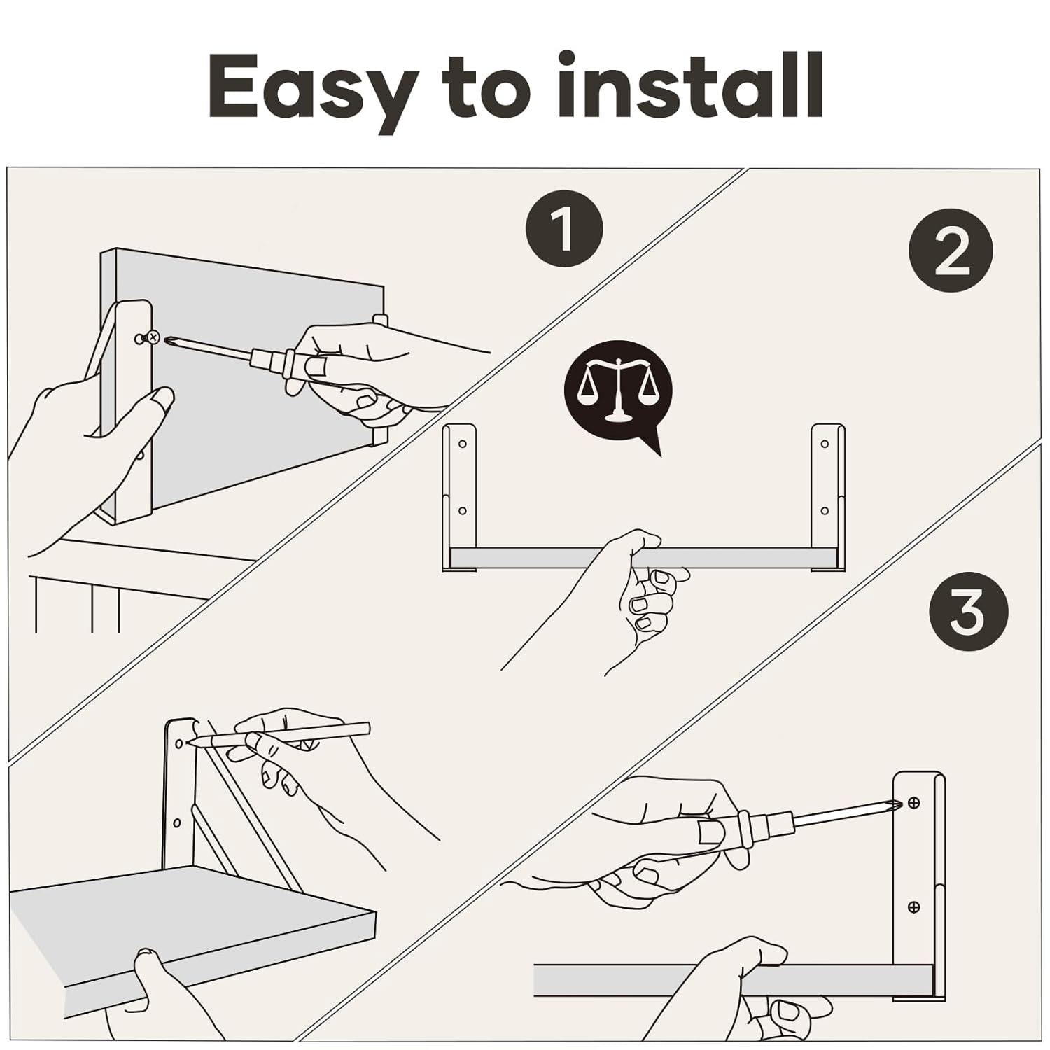 BAYKA Wall Mounted Floating Shelves, Wood Floating Wall Shelf for Books & Decor, Small Space-Saving Display & Organizer（Black，Set of 3）