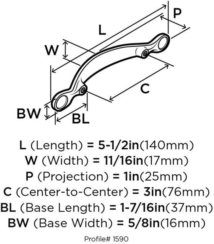 Amerock Inspirations 3 inch (76mm) Center-to-Center Wrought Iron Dark Cabinet Pull