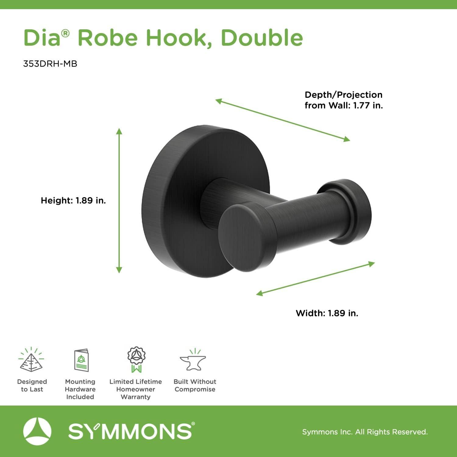 Matte Black Metal Wall-Mounted Double Robe Hook