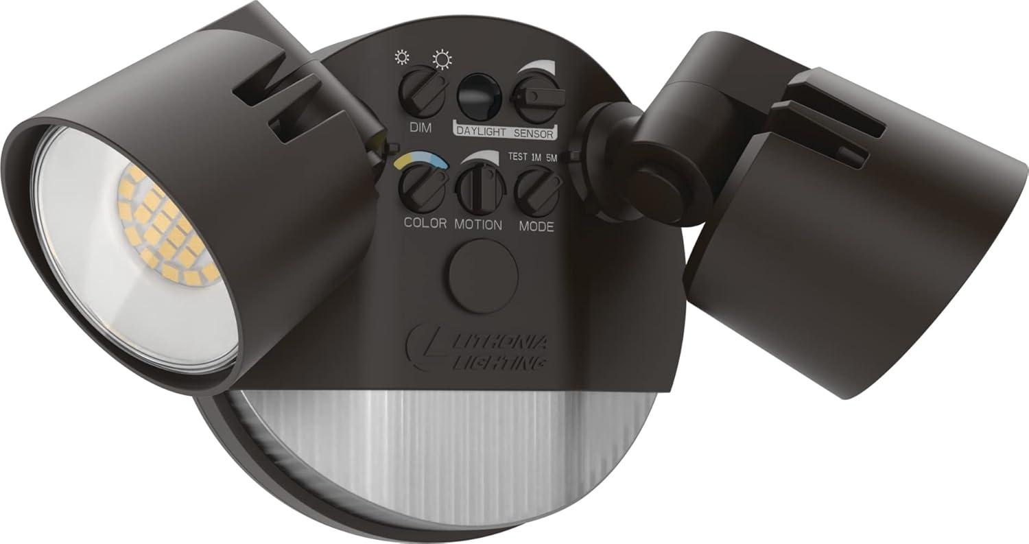 Lithonia Lighting 2 - Head Hardwired Dusk to Dawn Outdoor Security Flood Light with Motion Sensor