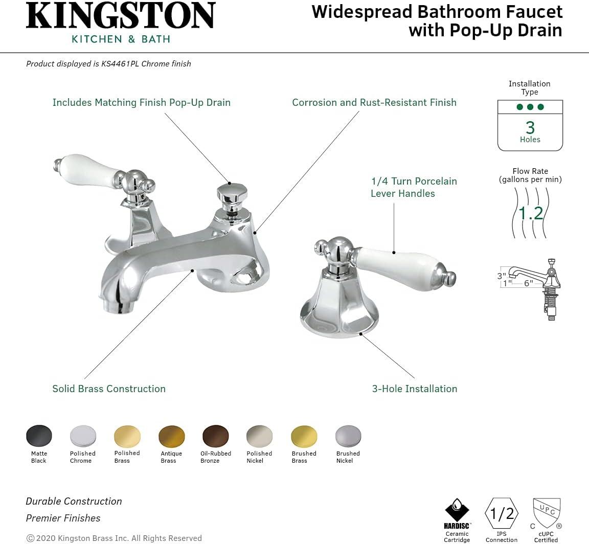 Elegant Traditional Brushed Nickel Widespread Bathroom Faucet with Dual Lever Handles