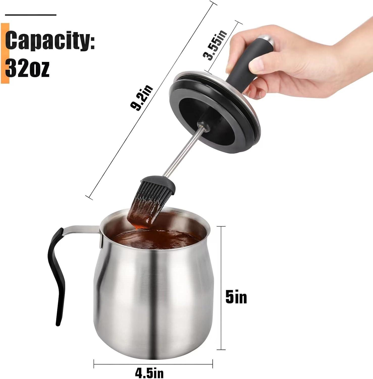 32oz Stainless Steel Basting Pot with Silicone Brush