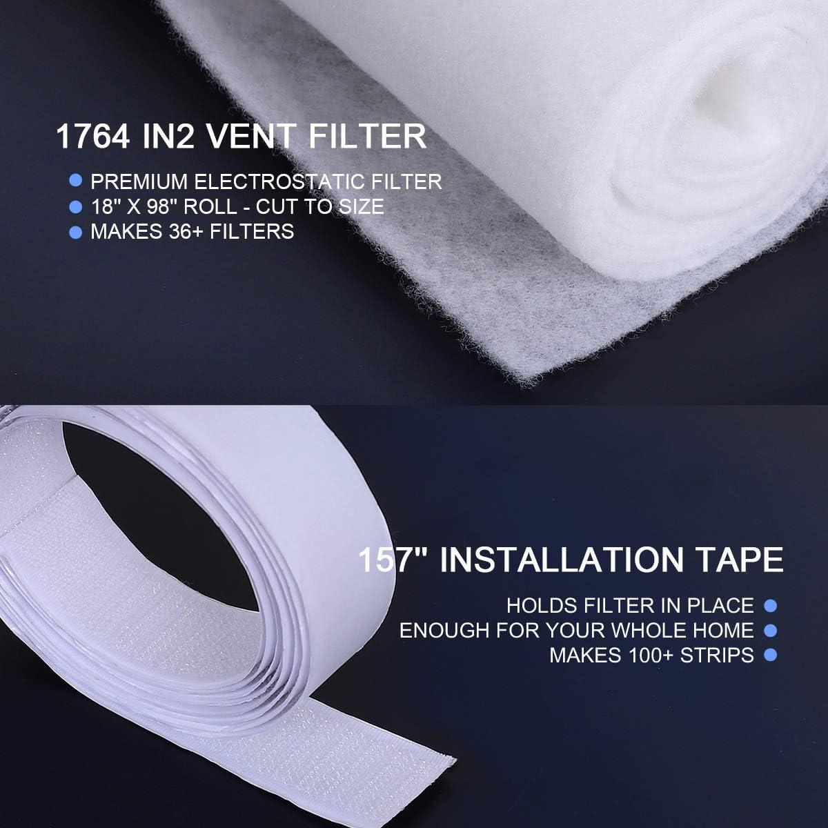 Electrostatic Media Air Vent Filter Kit with Installation Tape