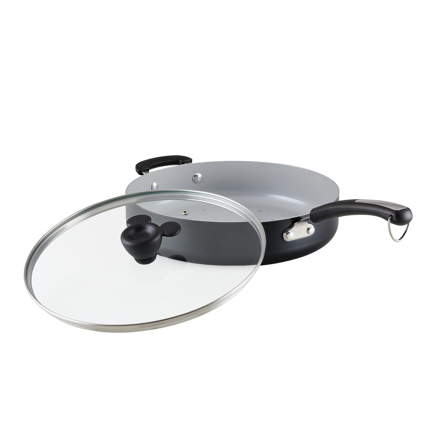 Farberware Farberware Disney Monochrome Ceramic Nonstick Sauté Pan with Lid, 4.5 Quart, Black