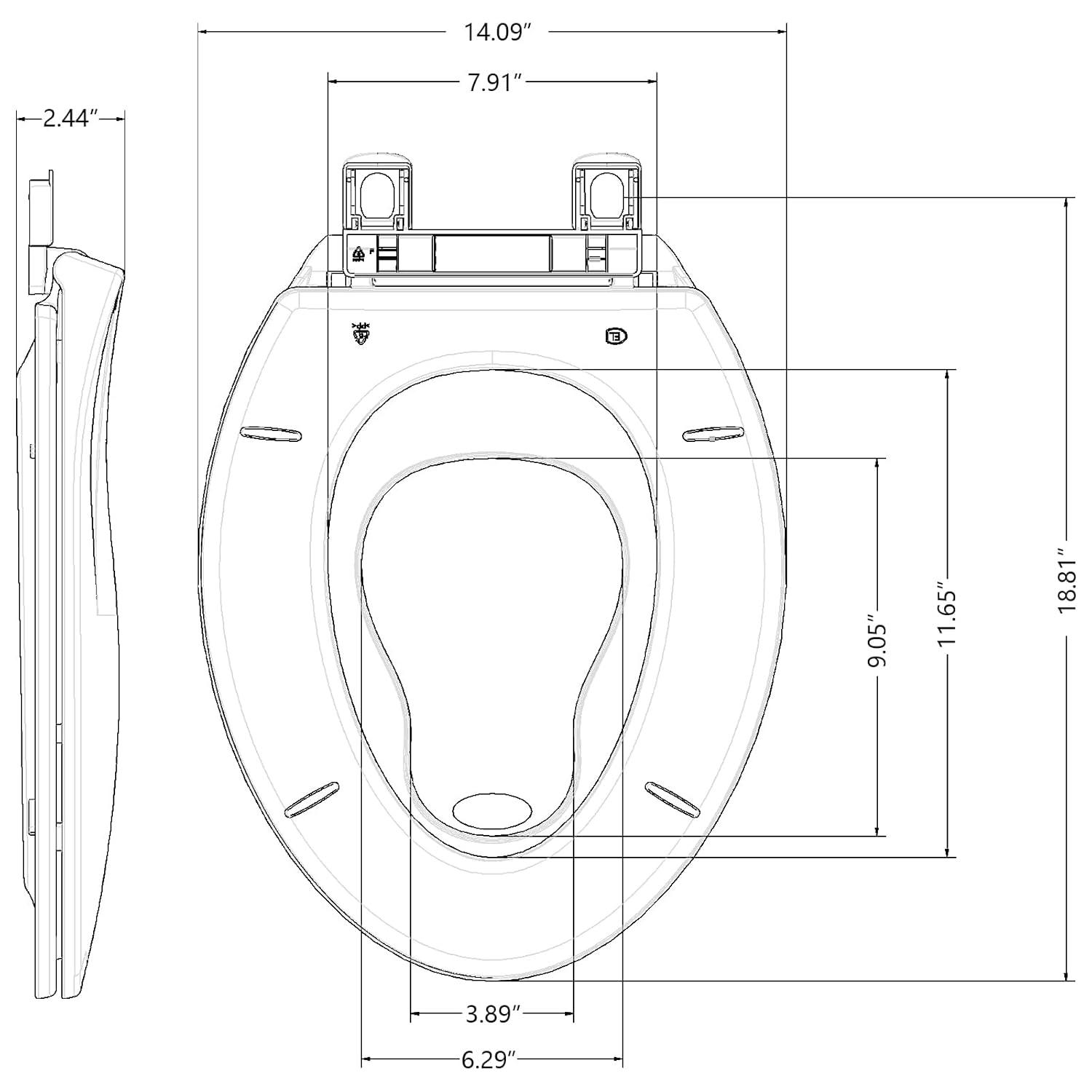 Danolapsi Elongated Toilet Seat with Built in Potty Training Seat,Quiet-Close Lid and Seat,Never Loosen,Potty Training Toilet Seat for Toddlers,Quick-Attach Hardware,Fits both Adult and Child