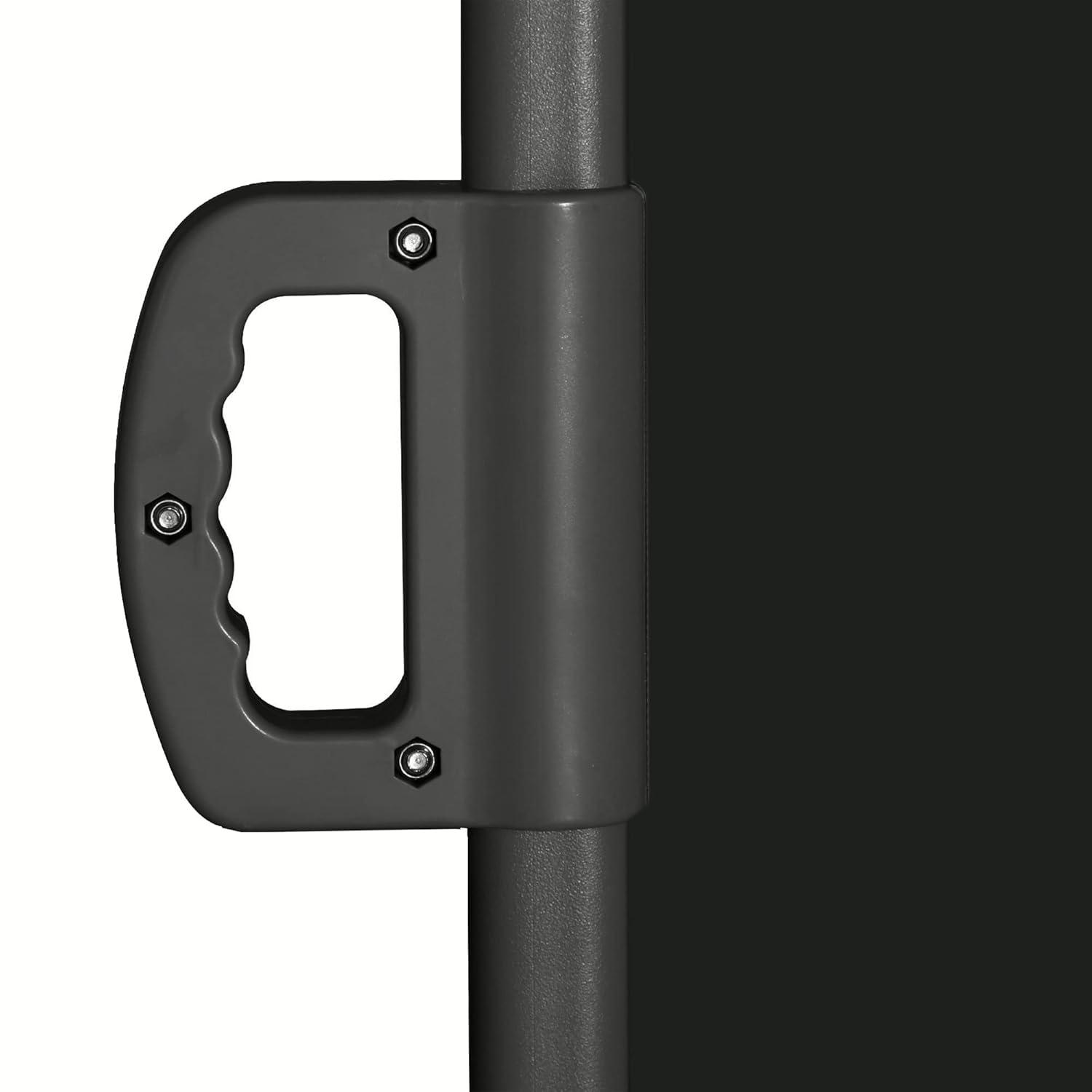 Black Retractable Outdoor Privacy Screen with Steel Housing