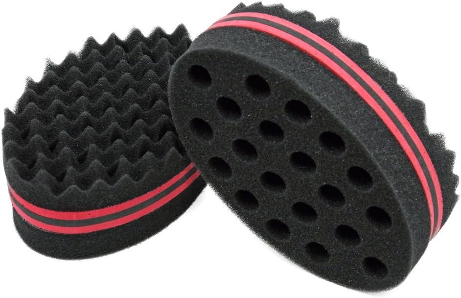 BEWAVE Big Holes Barber Hair Brush Sponge Dreads Locking Twist Afro Curl Coil Wave Hair Care Tool (2 Count)
