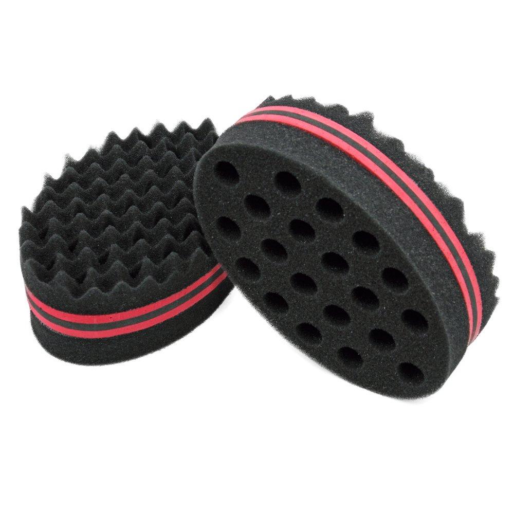 BEWAVE Big Holes Barber Hair Brush Sponge Dreads Locking Twist Afro Curl Coil Wave Hair Care Tool (2 Count)