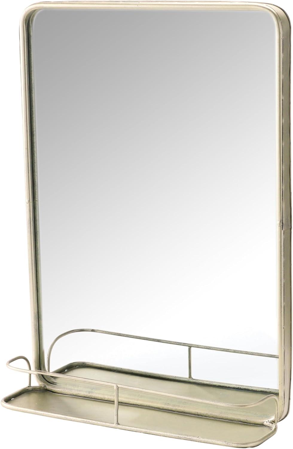 Creative Co-Op Metal Framed Wall Mirror with Shelf and Antique Nickel Finish