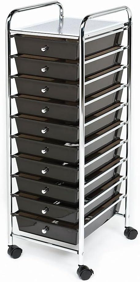 10-Drawer Organizer Cart, Black by Seville Classics
