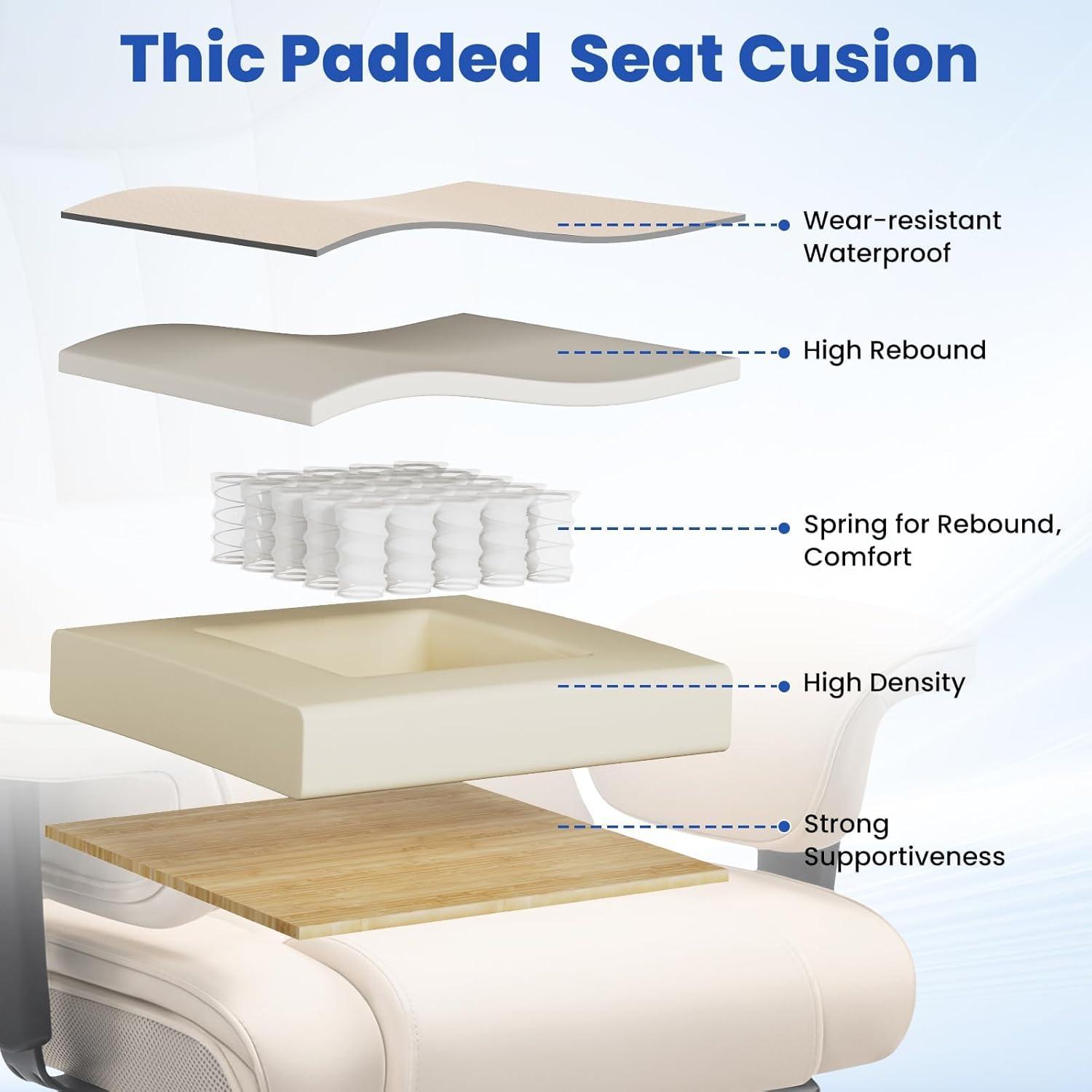 Hoffree Big and Tall Office Chair 450lbs, Executive Computer Desk Chair with Massage Ergonomic  Leather Chair with Footrest Reclining Desk Office Chair with Lumbar Support for Home Office