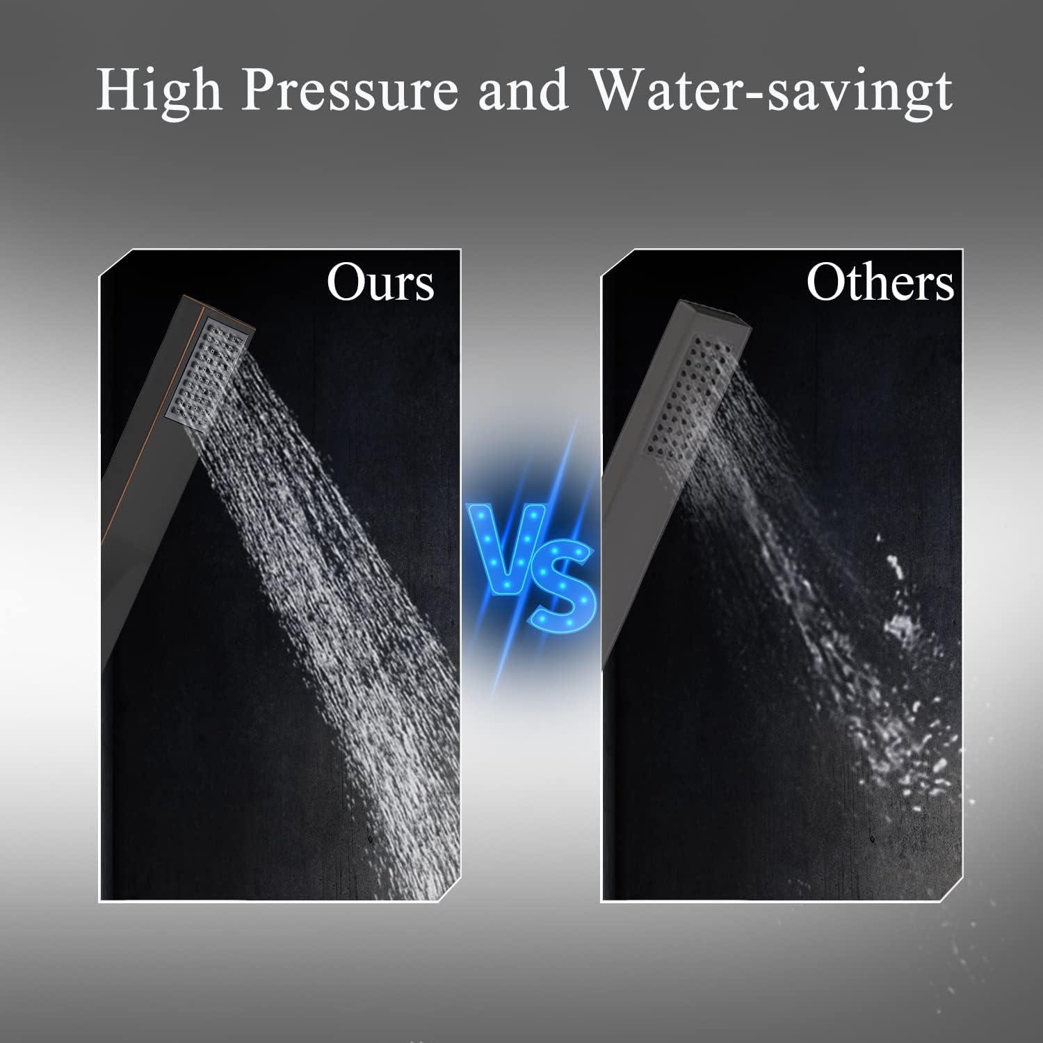 Senlesen Barthroom Tub Filler Faucet Floor Mounted Bathtub Shower Faucet Waterfall Spout Free Standing Tub Mixer Tap with Handheld Sprayer