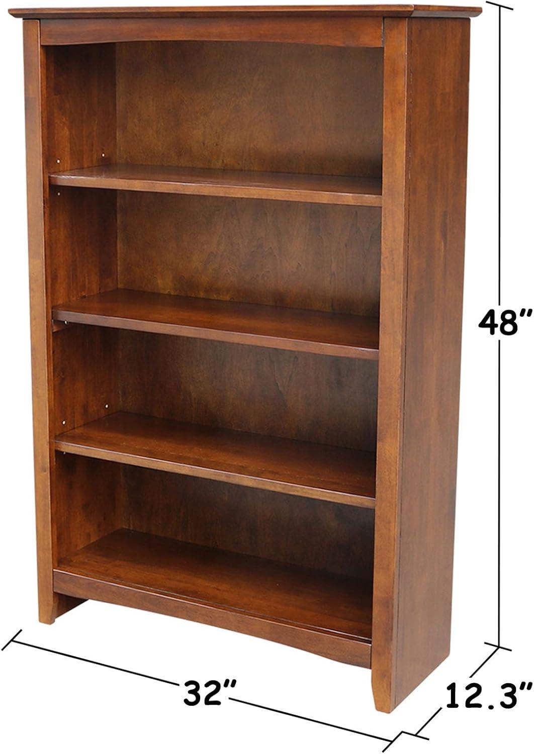 72" Shaker Bookshelf Espresso - International Concepts: Solid Parawood, 6 Fixed Shelves