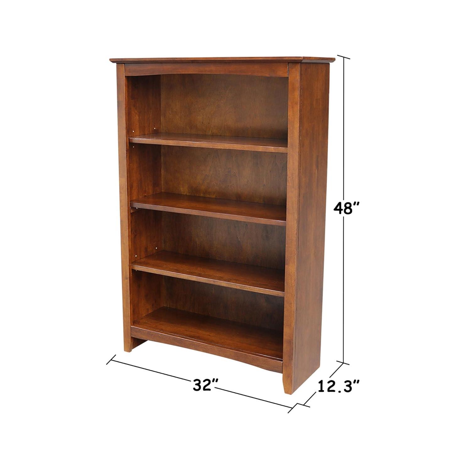 72" Shaker Bookshelf Espresso - International Concepts: Solid Parawood, 6 Fixed Shelves