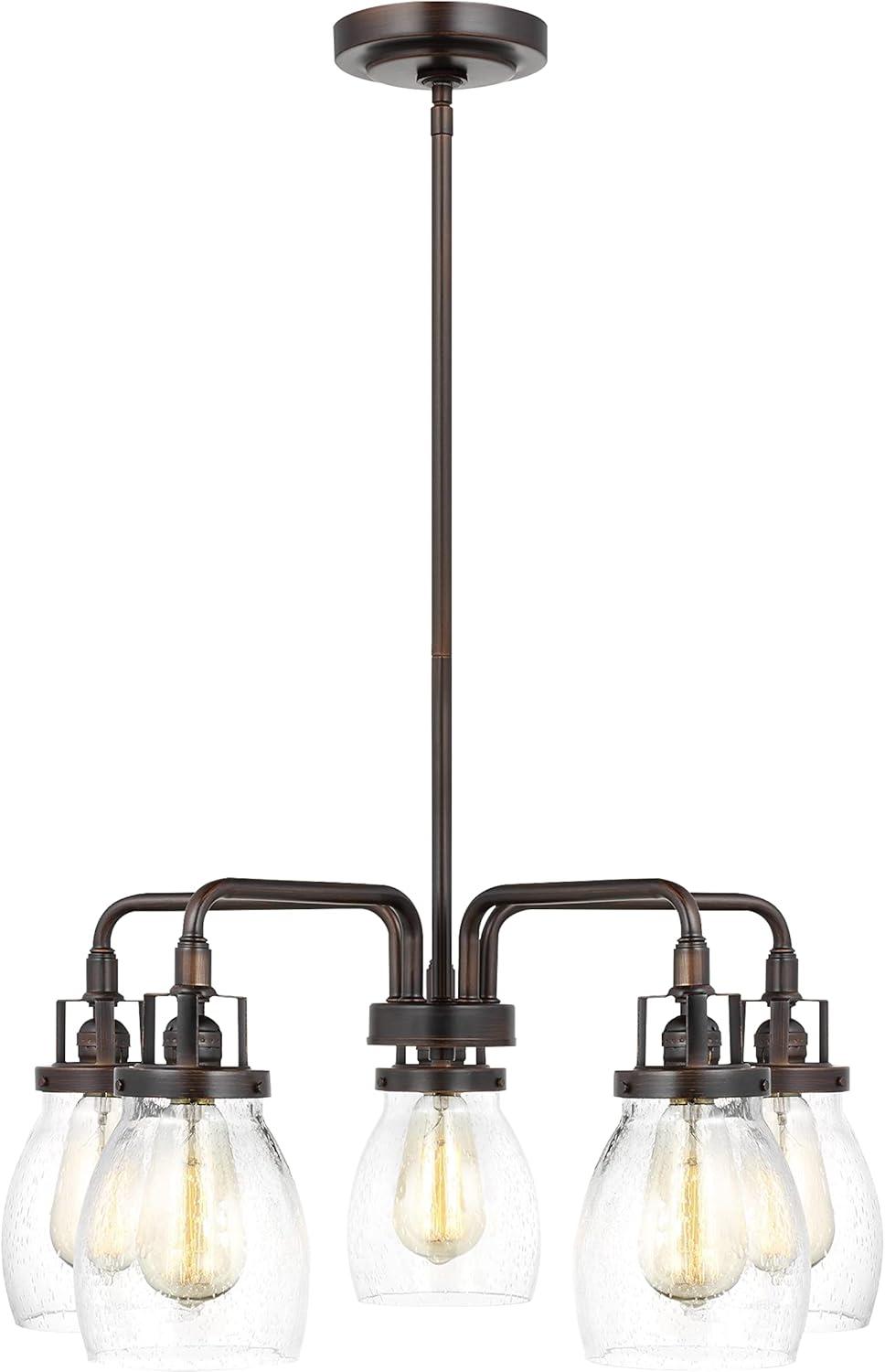 Brushed Nickel 5-Light Chandelier with Clear Seeded Glass Shades