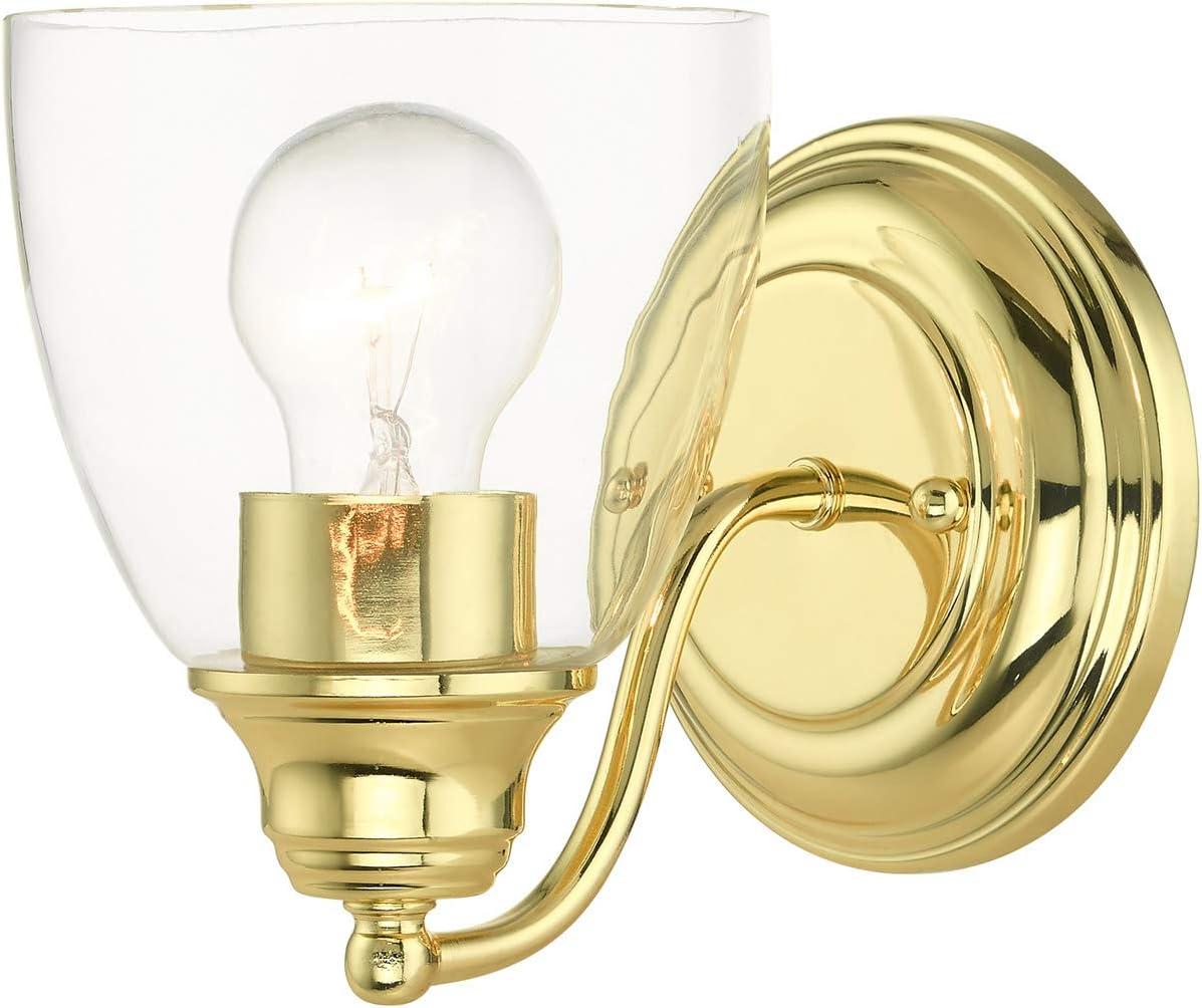 Polished Brass Wall Mount Sconce with Clear Glass Shade