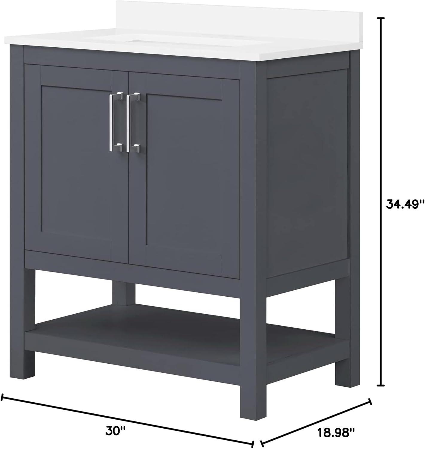 Vegas 30" Dark Charcoal Single Sink Vanity with White Countertop