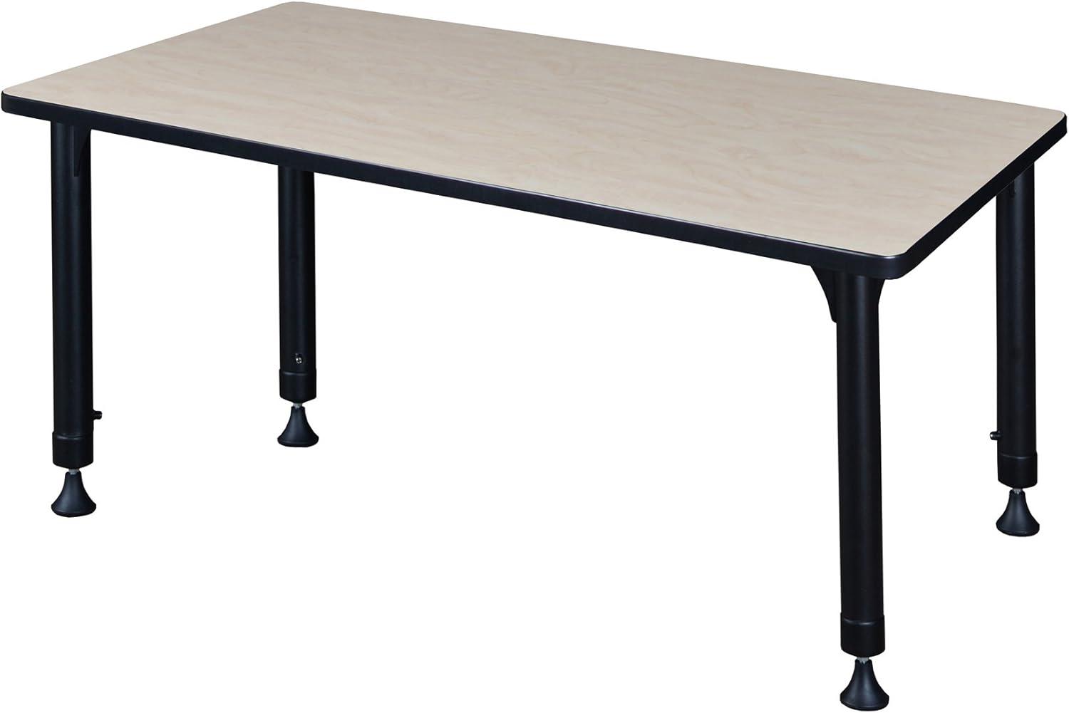 Maple and Metal Adjustable Height Classroom Table