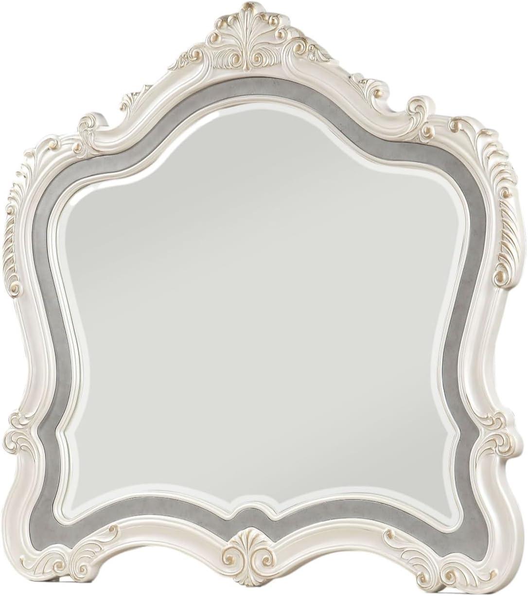 ACME Chantelle Mirror in Pearl White