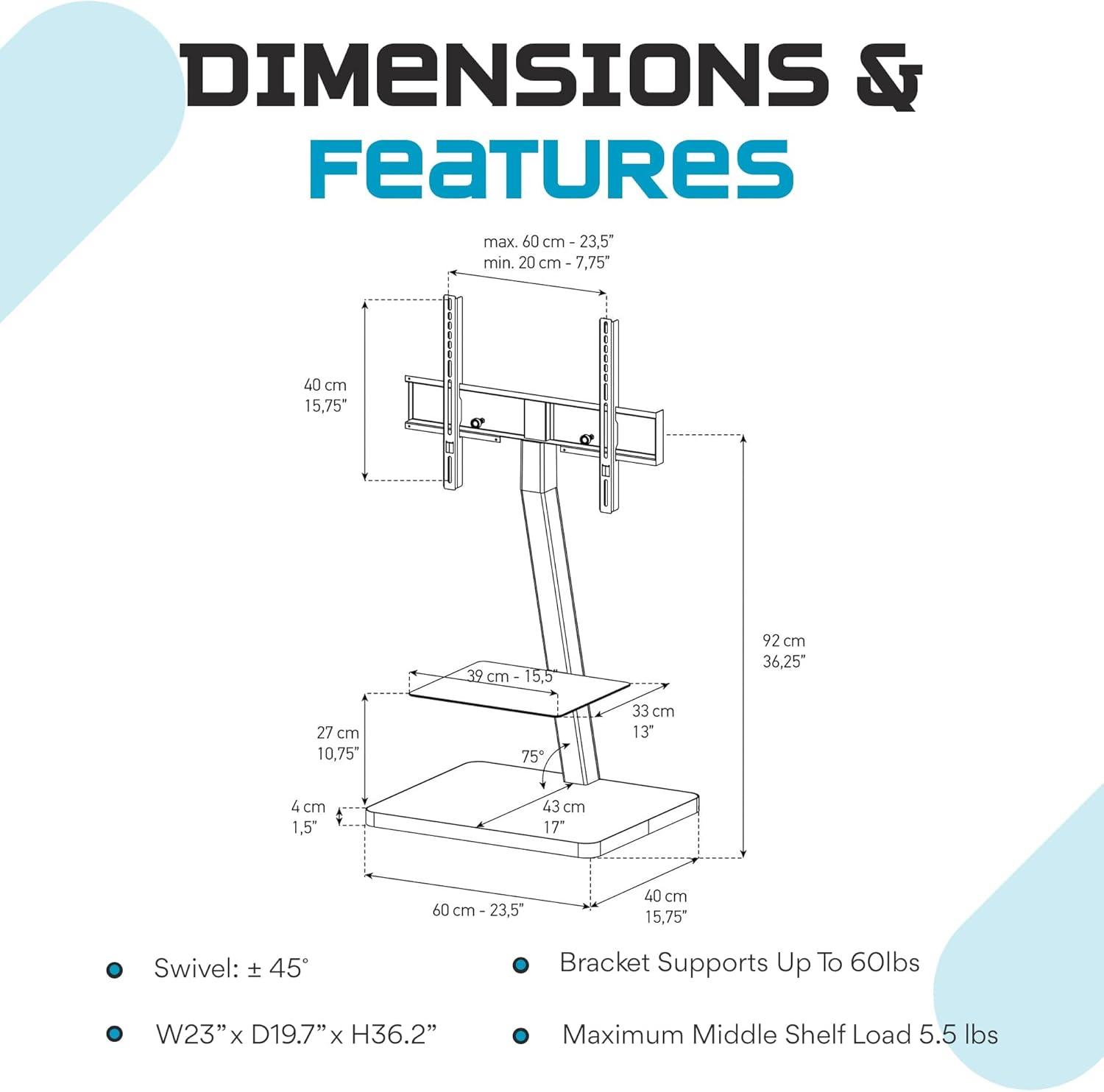 Sonorous PL-2710 TV Stand sizes up to 55