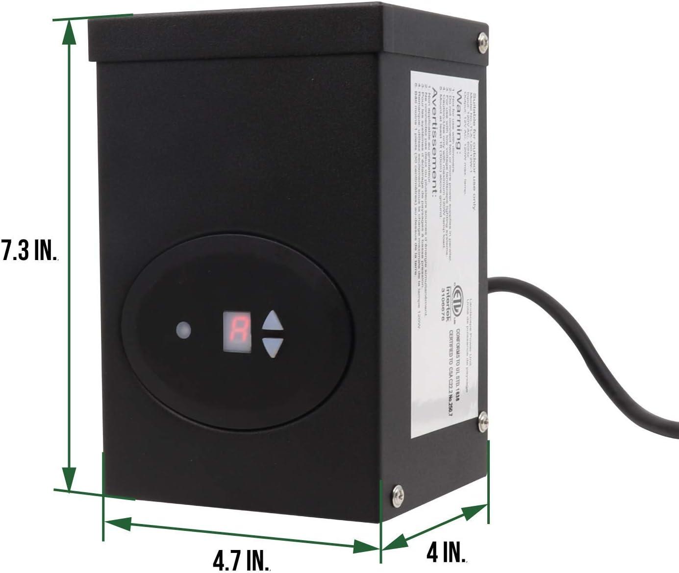 Etl Listed 120w Low Voltage Transformer With Photocell And Timer, 120v Ac To 12v Ac Outdoor Power Pack, Cec Vi Certified