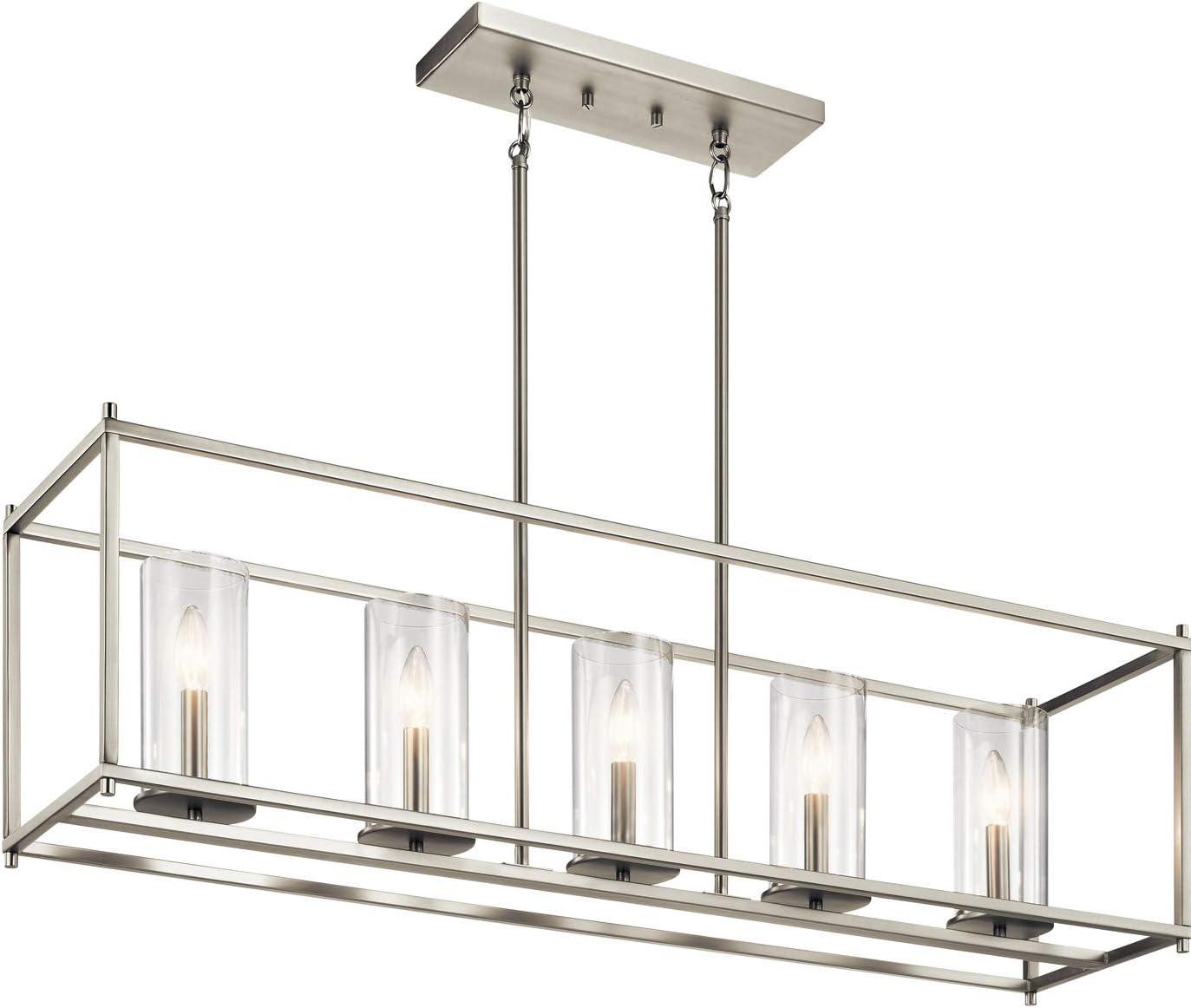 Crosby 13.75" 5 Light Linear Chandelier with Clear Glass Chrome