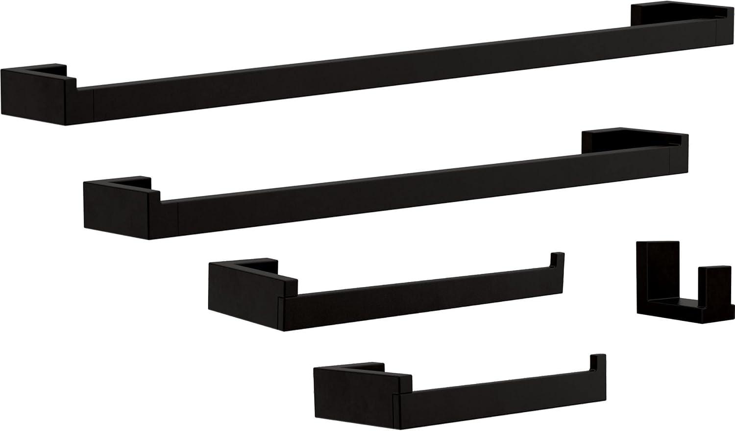 Beaufort Matte Black 5-Piece Metal Bathroom Hardware Set