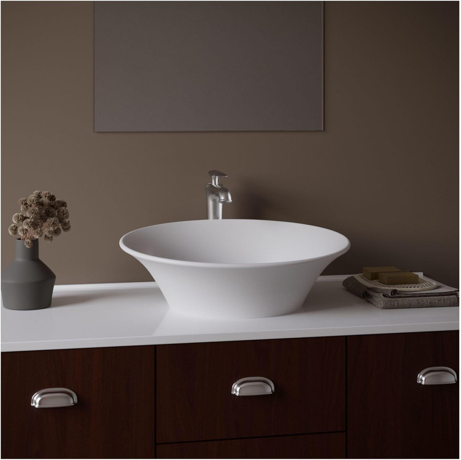 Karran Quattro 20-5/8'' X 17'' Matte White Acrylic Oval Vessel Sink