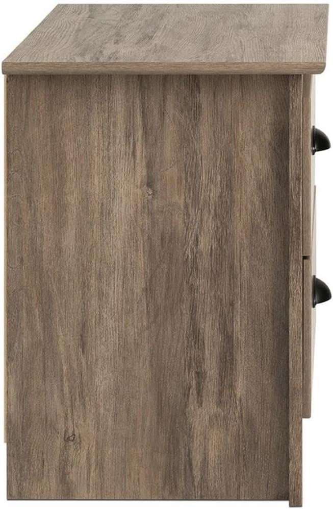 Salt Spring 2 Drawer Nightstand Drifted Gray - Prepac: Coastal Style, Black Metal Handles