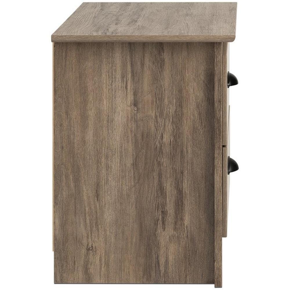 Salt Spring 2 Drawer Nightstand Drifted Gray - Prepac: Coastal Style, Black Metal Handles