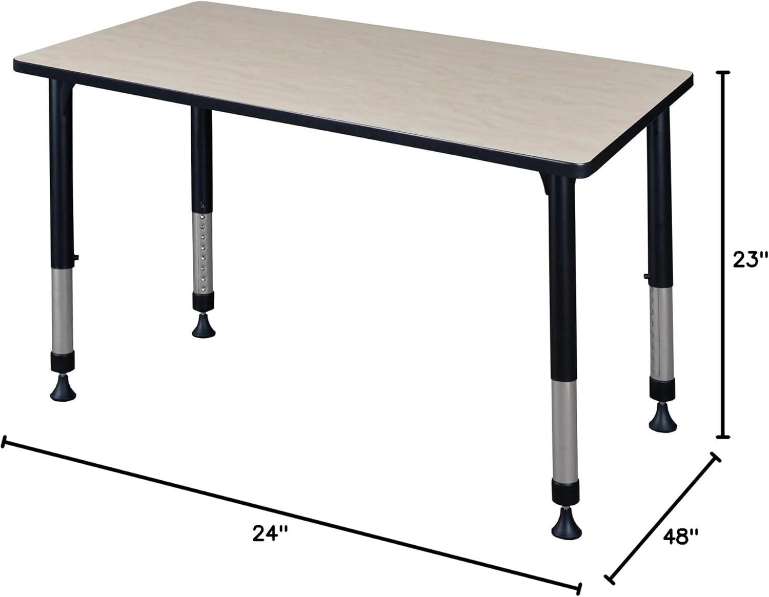 Maple and Metal Adjustable Height Classroom Table