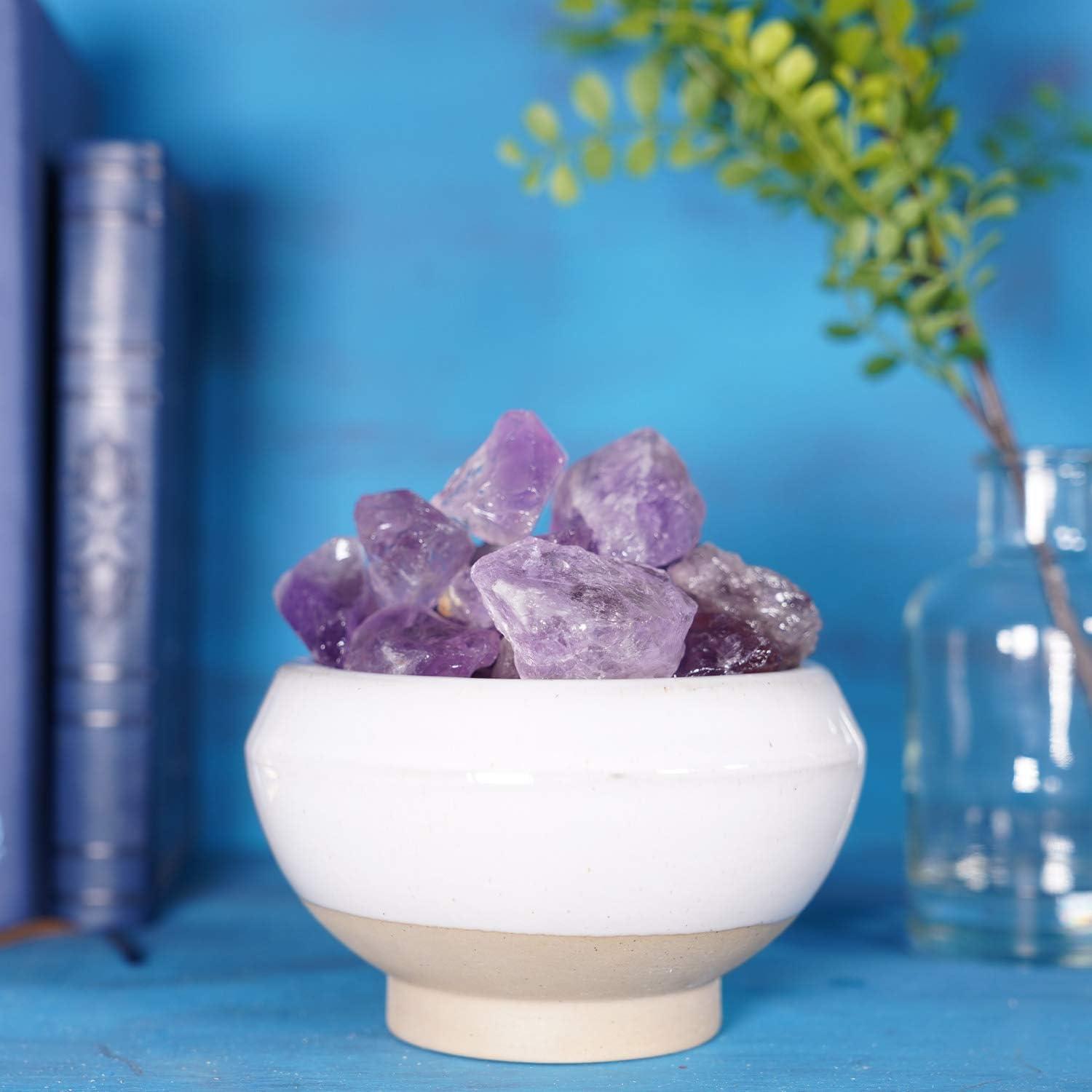 Crystal Allies Materials: 1lb Bulk Rough Amethyst Quartz Stones from Madagascar - Large 1" Raw Natural Crystals for Cabbing, Cutting, Lapidary, Tumbling, and Polishing