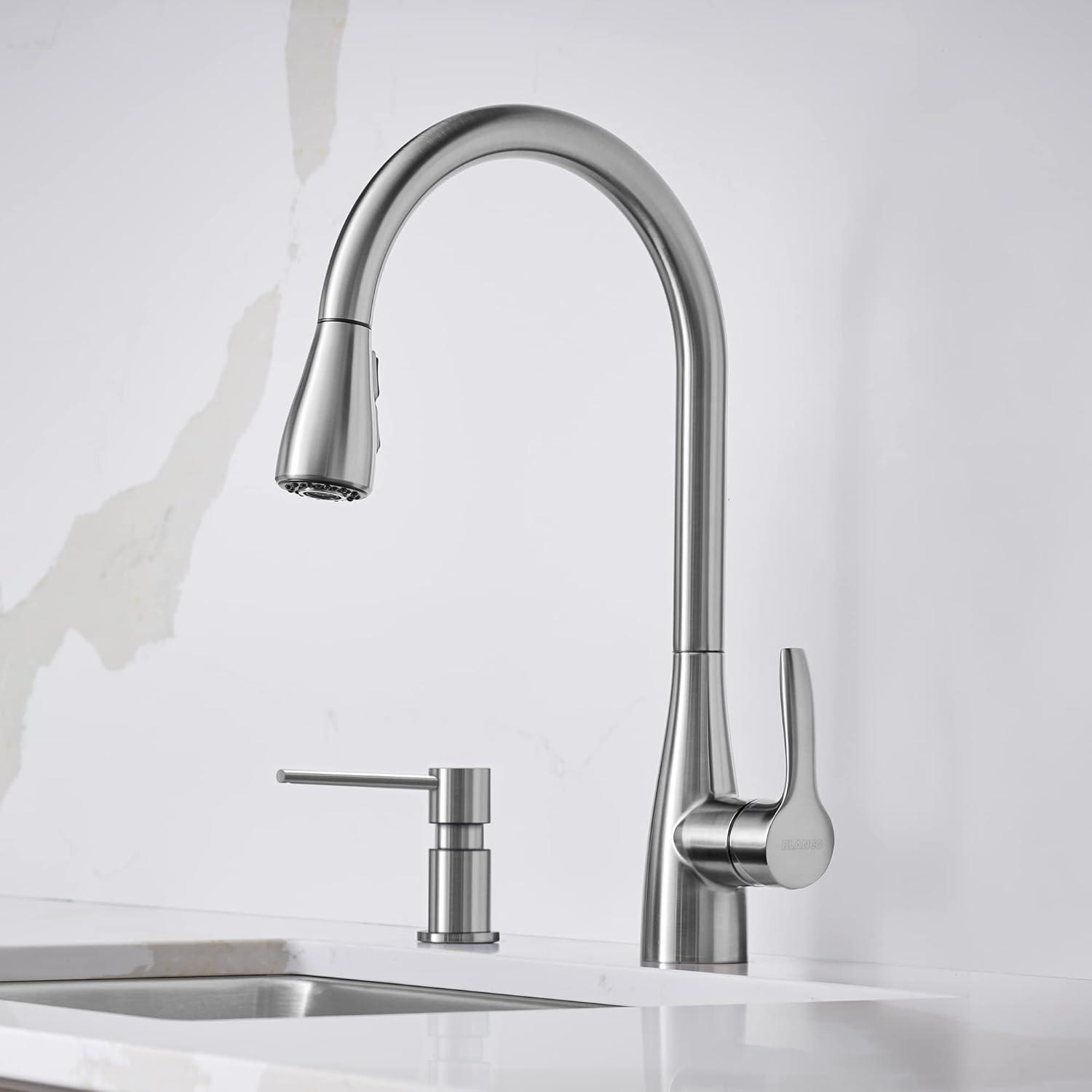 High-Arc Stainless Steel Kitchen Faucet with Dual Spray Pull-Down