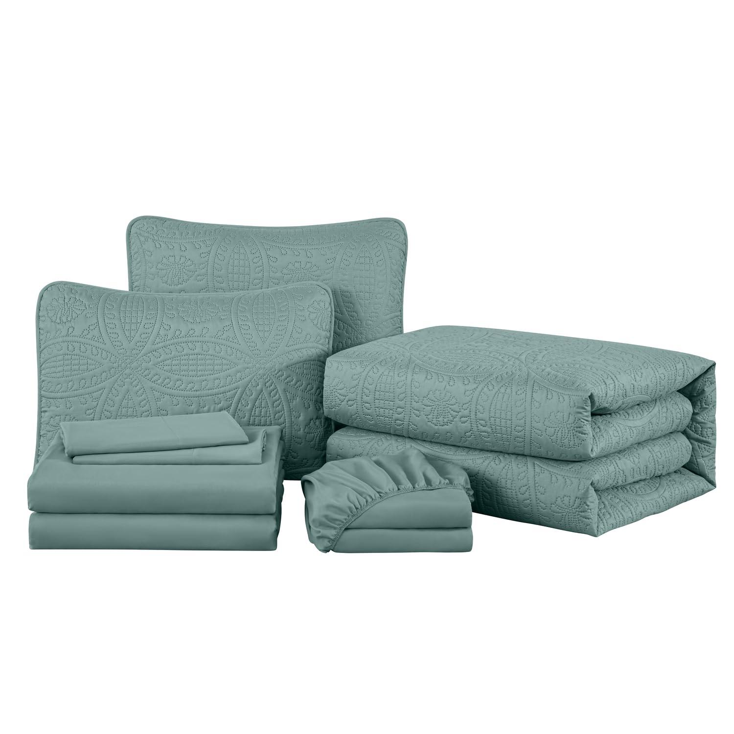 Chezmoi Collection Liam Microfiber 7 Piece Bed in a Bag Comforter Set