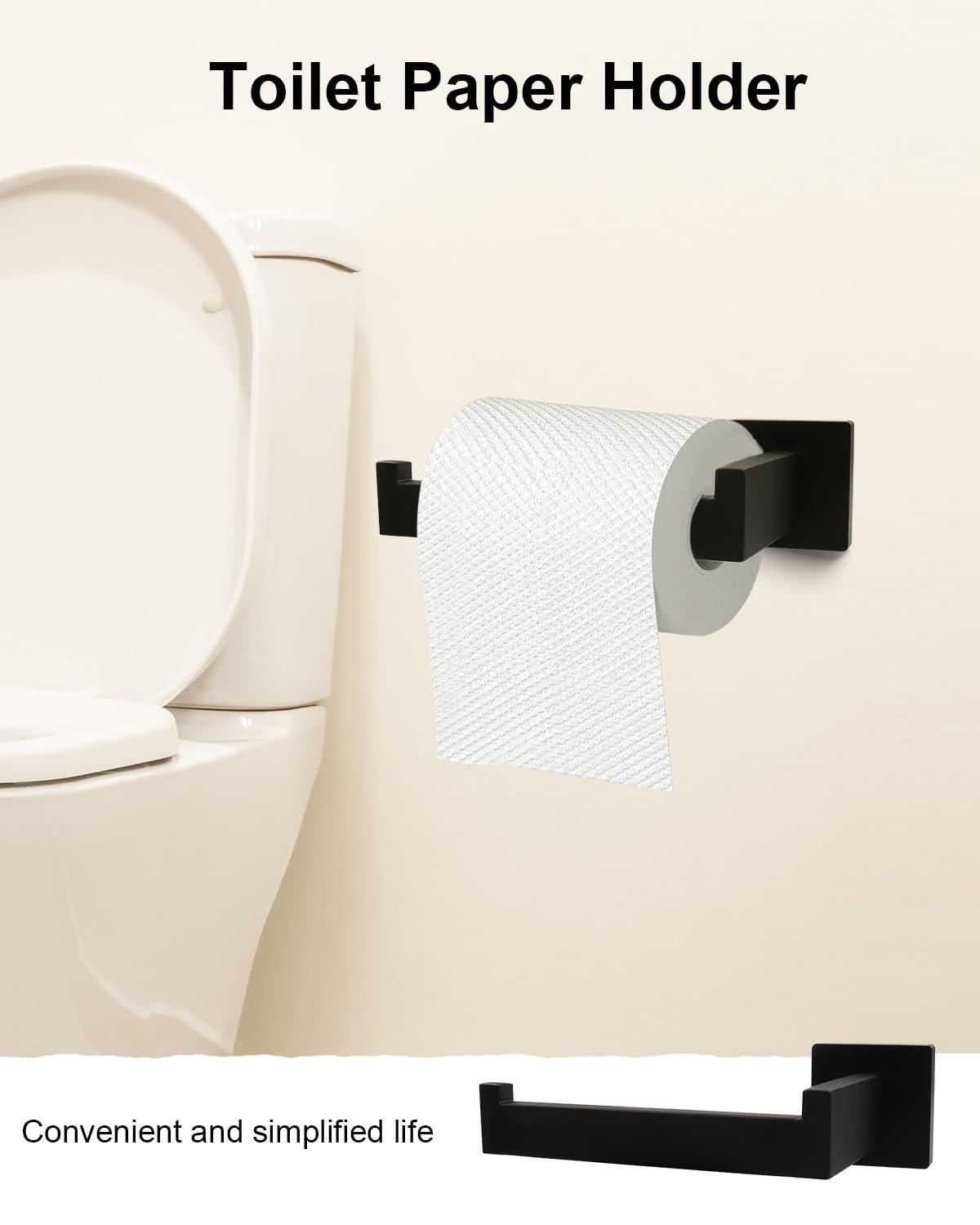 5-Pieces Matte Black Bathroom Hardware Accessories Set, SUS304 S...