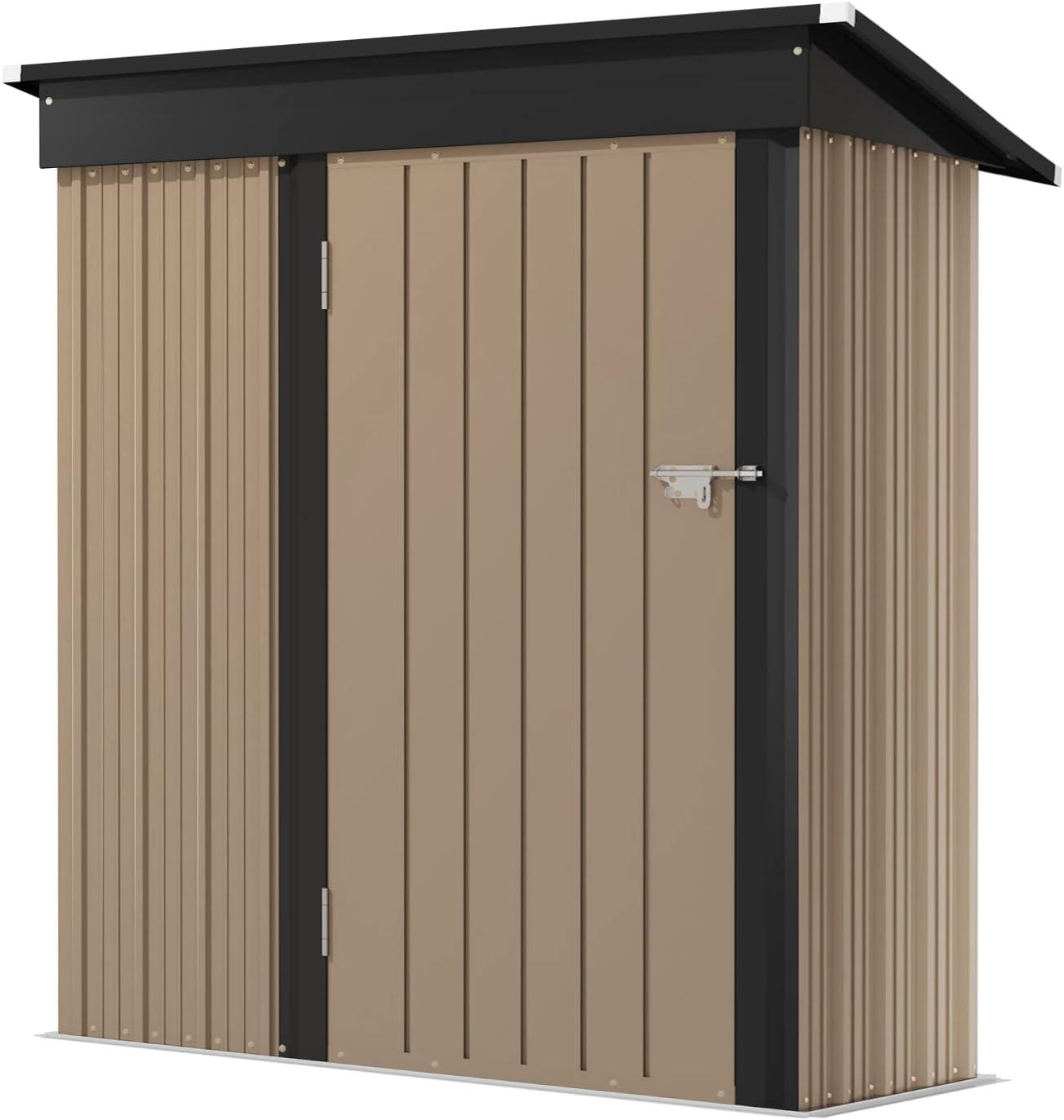 Gray 5 x 3 FT Lockable Metal Garden Storage Shed