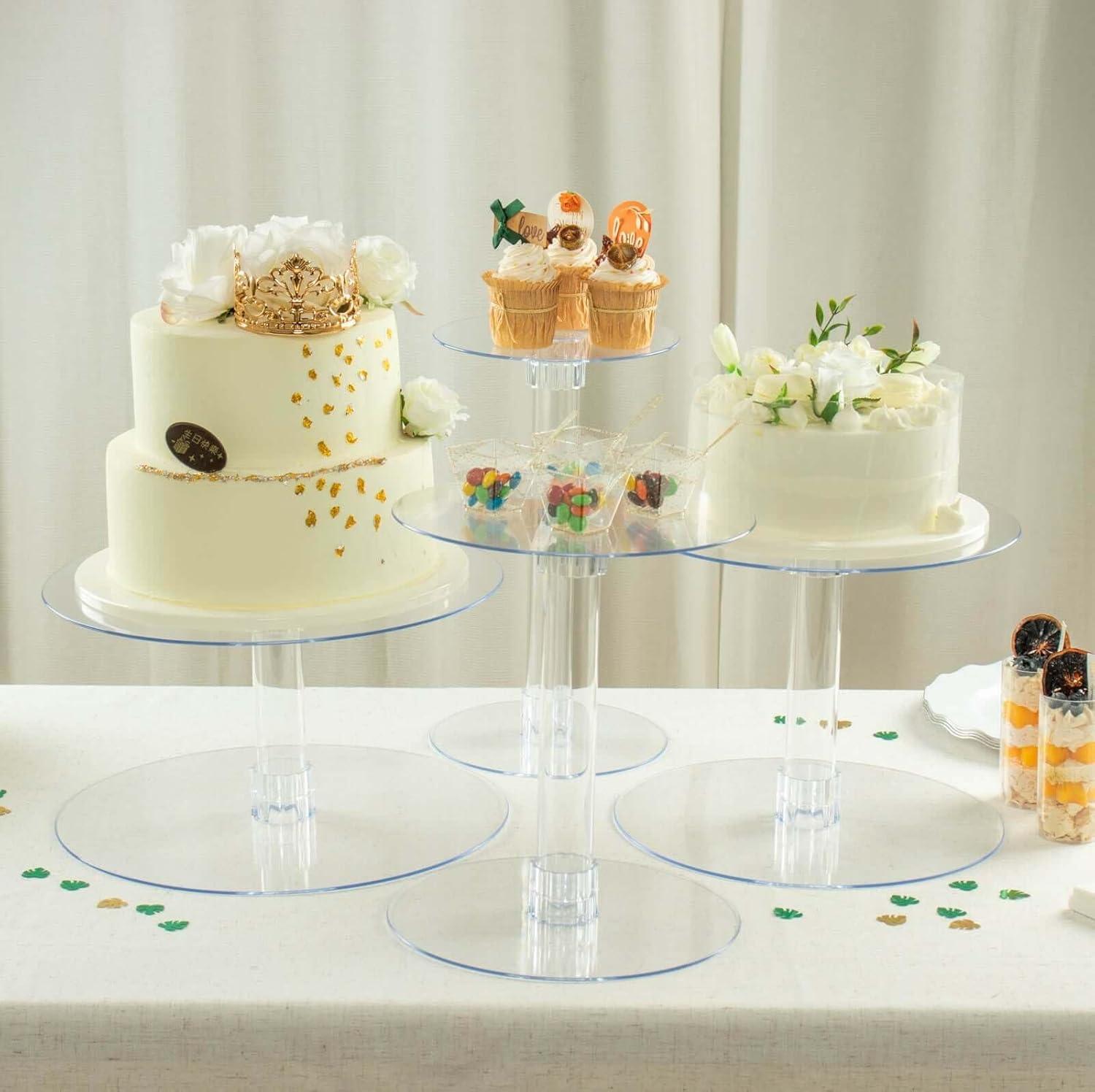 Efavormart Lovely 4 Tier XL Acrylic Crystal Glass Clear Cake Dessert Decorating Stand For Birthday Xmas Party Wedding