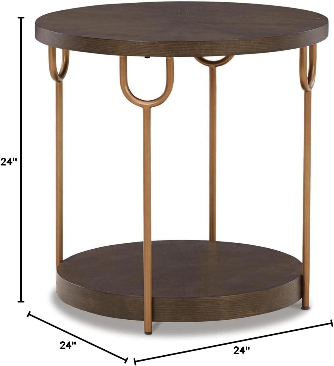 Signature Design by Ashley Contemporary Brazburn End Table Dark Brown/Gold Finish