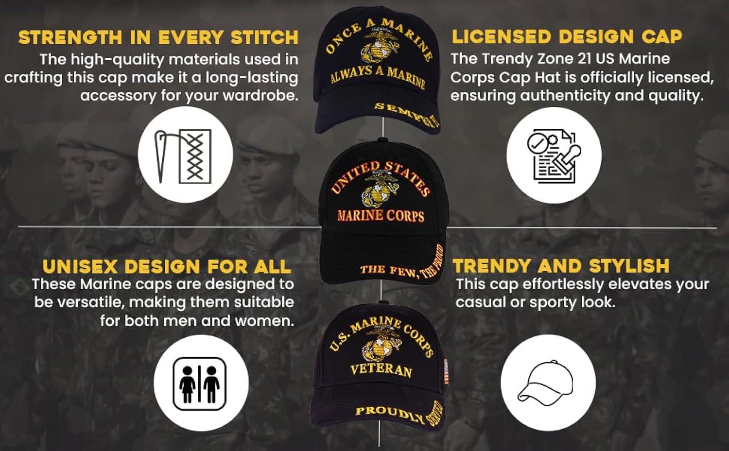 United States Marine Corps Cap | Perfect for Everyday, Comfortable | Baseball Cap for Men Women Official Licensed