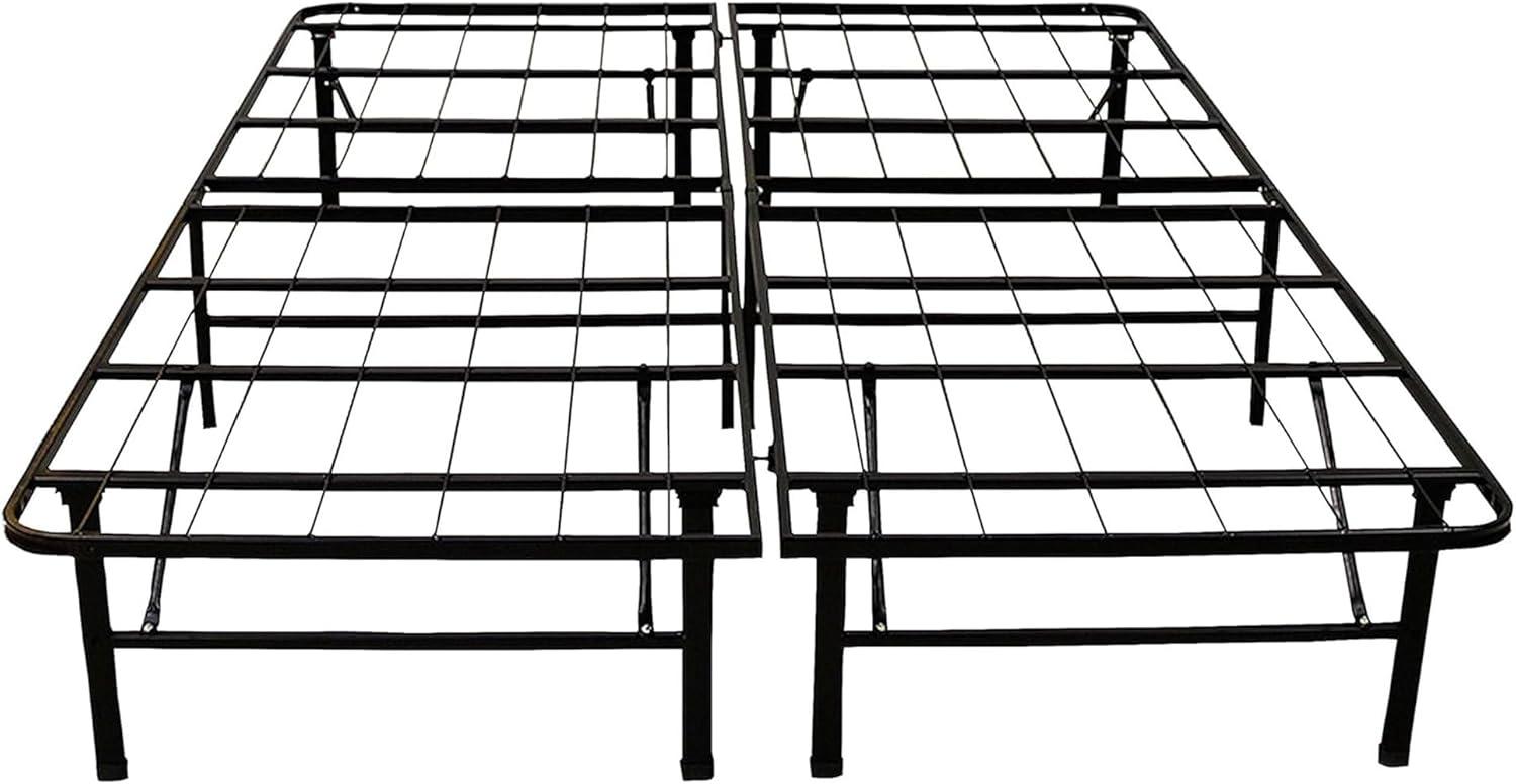 Black Metal Full Size Foldable Platform Bed Frame