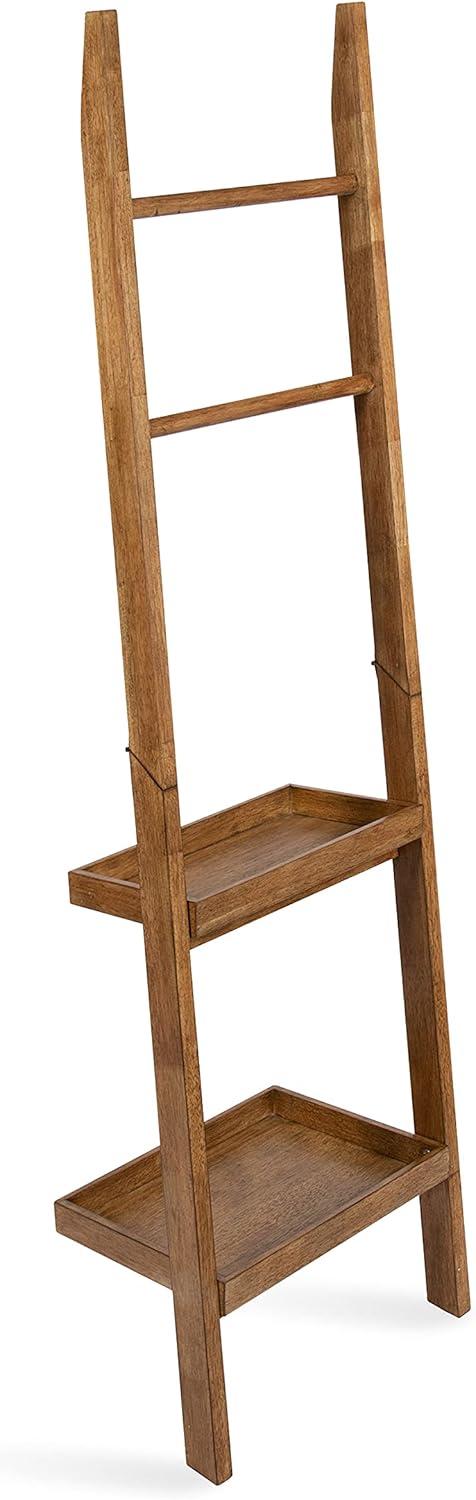 Kate & Laurel All Things Decor 18"x14"x58" Lowry Wood Ladder Shelf Rustic Brown  2-Tier Decorative Storage