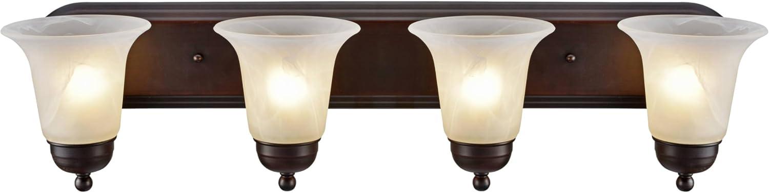 Oil Rubbed Bronze 4-Light Vanity Fixture with Alabaster Glass Shades