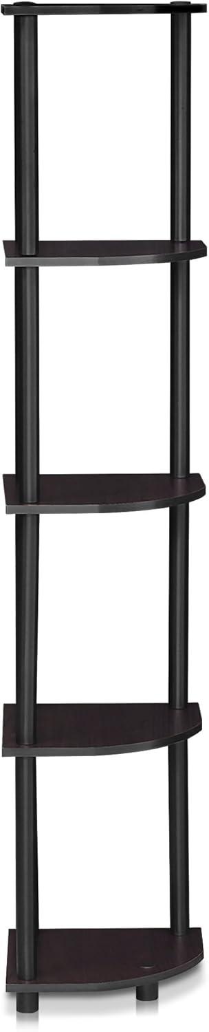 Furinno Modern 5-Shelf Tall Bookshelf Multipurpose Shelving Unit Corner Display Rack,Dark Walnut