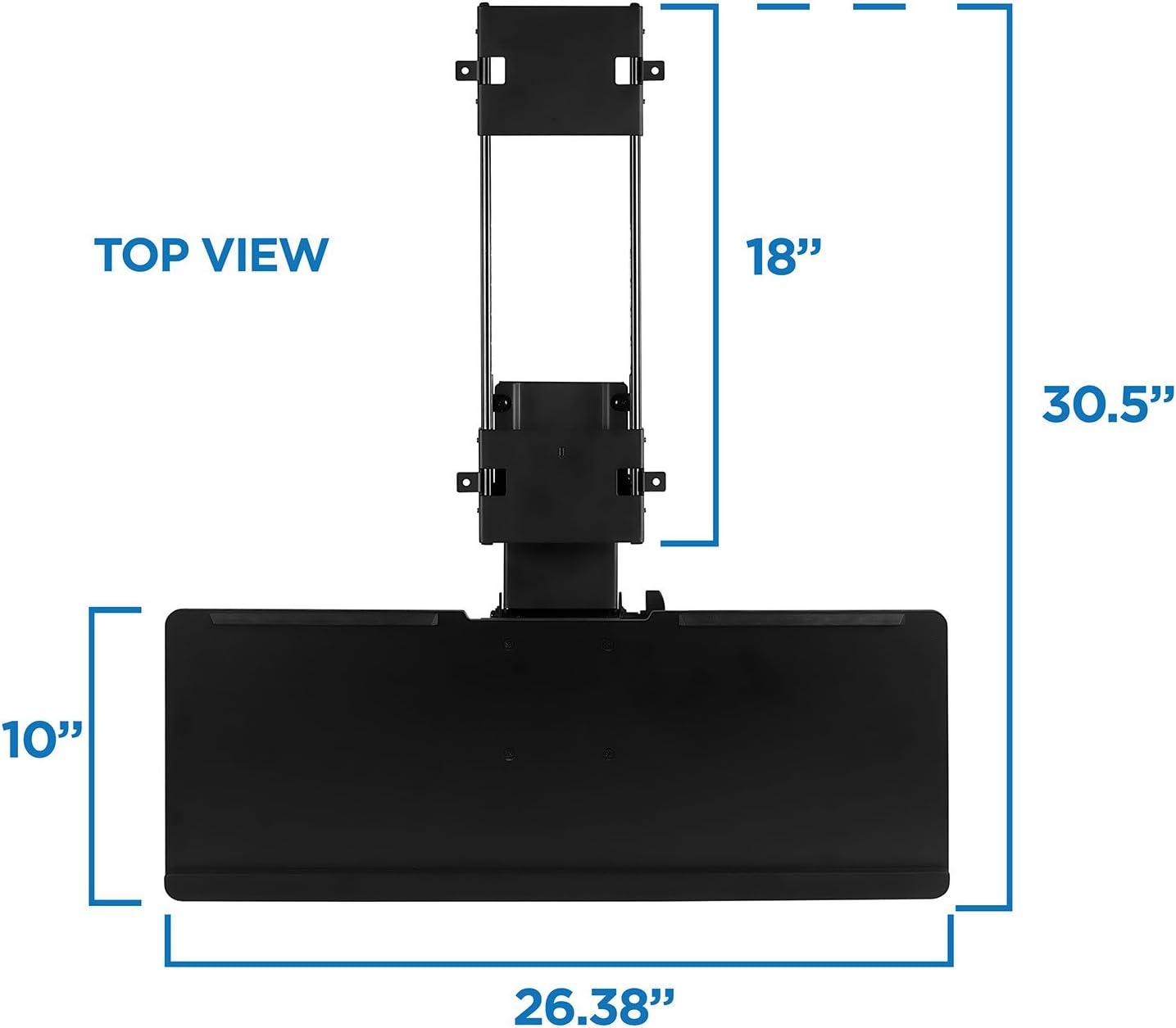 Black Adjustable Under Desk Keyboard and Mouse Tray with Gel Wrist Pad