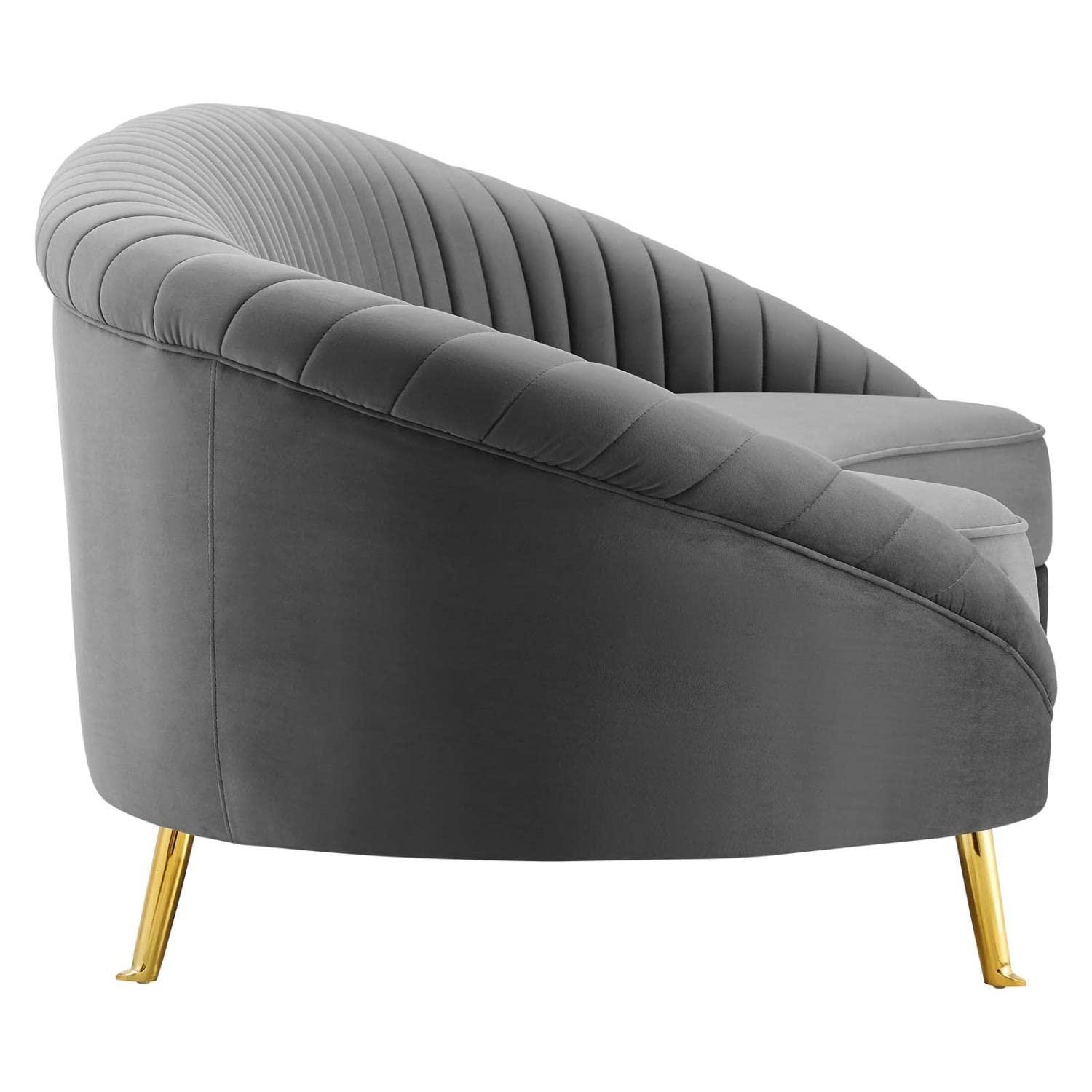 Ergode Camber Channel Tufted Performance Velvet Sofa - Gray