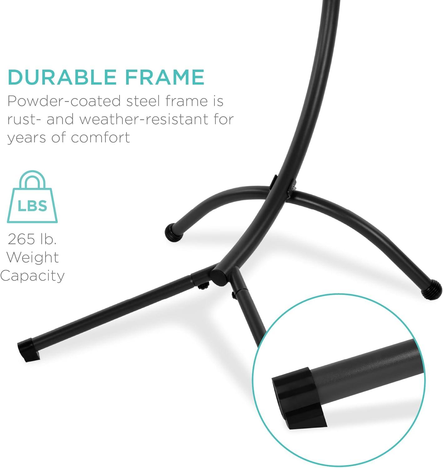 Best Choice Products Hanging Curved Chaise Lounge Chair Swing for Backyard, Patio w/ Pillow, Shade, Stand - Sage