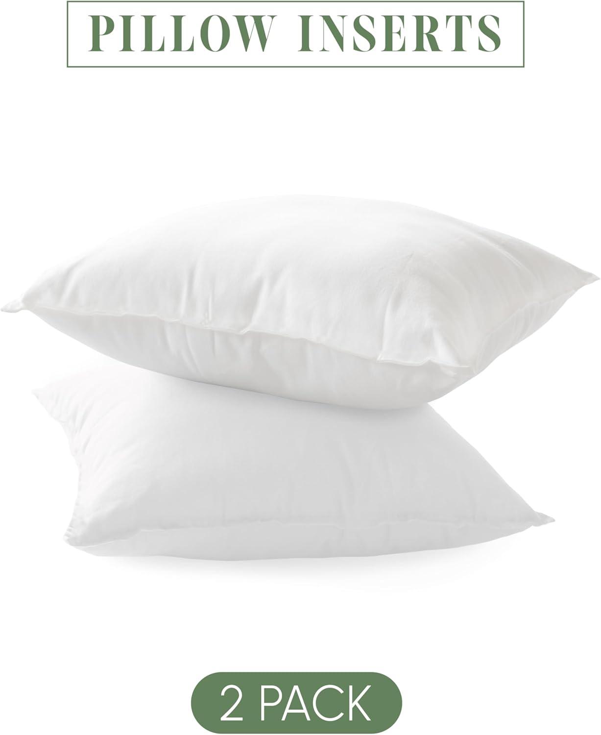 White Square Polyester Gel Fiber Throw Pillow Inserts, 12x12 Inch, Set of 2
